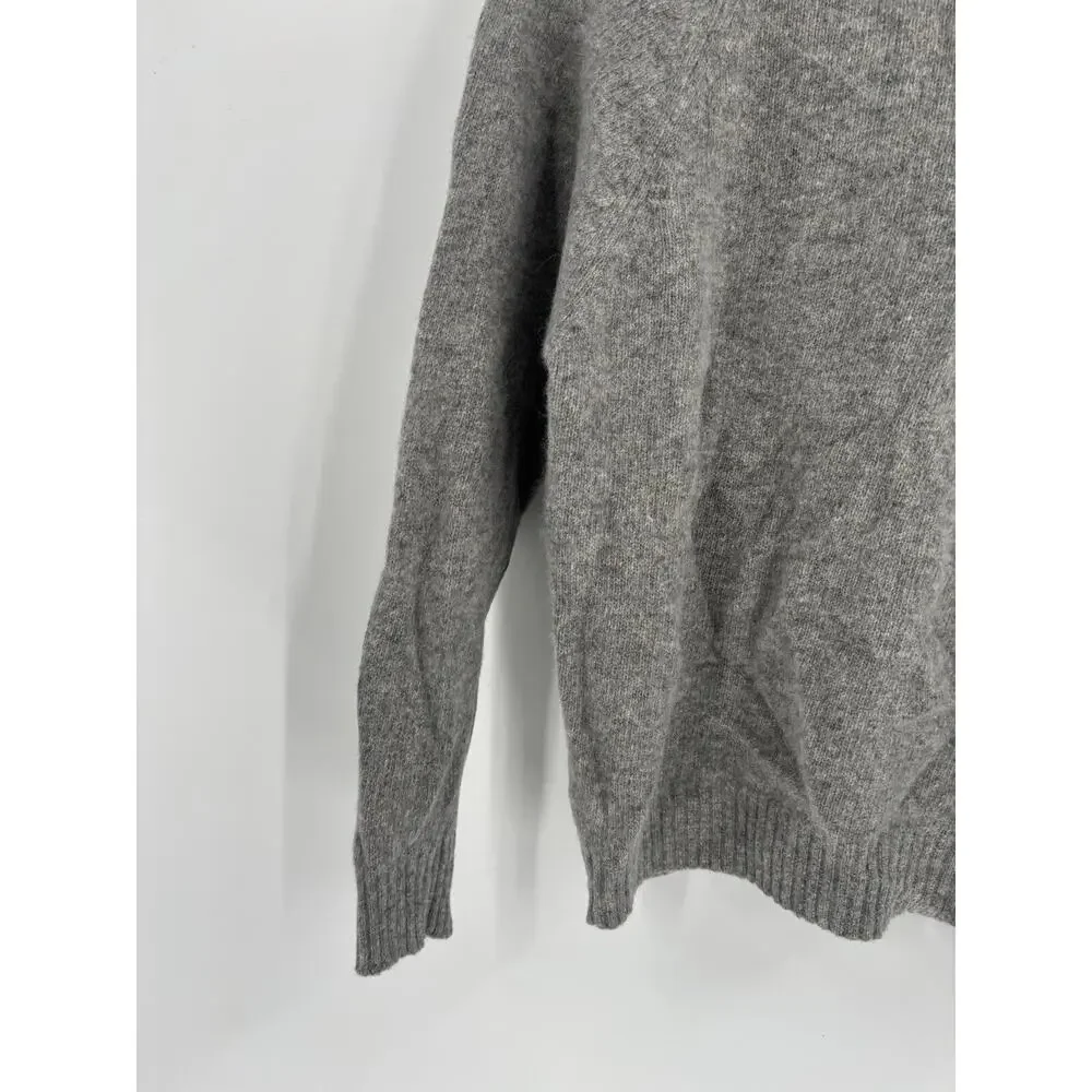 White Wheeler & Martha Sweater Womens Medium Gray Wool Rabbit Hair 1/4 Button